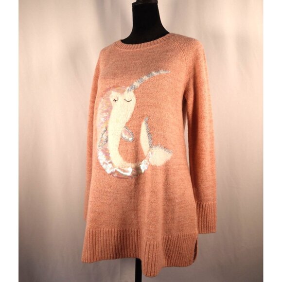Lauren Conrad Women's Narwhal Sweater Pink Sequin Embellished Knit Size Small - Picture 1 of 16
